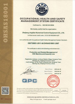 OHSAS18001 Occupational Health And Safety Management System Certificate